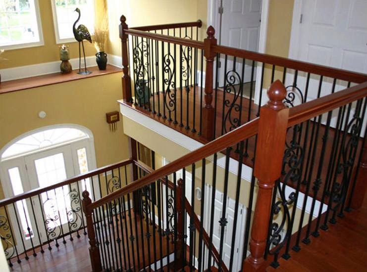 Turned Newels with Iron Balusters Turned Newels with Iron Balusters