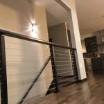 Dark Wood Handrail & Cable Railing Dark Wood Handrail & Cable Railing