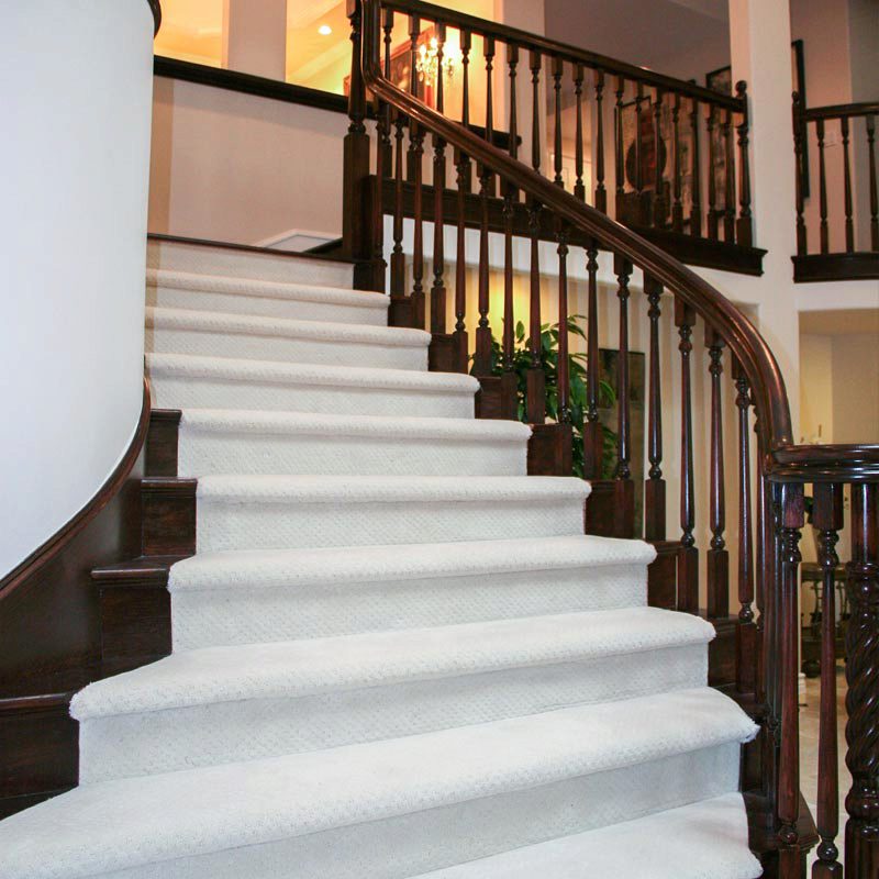 Carpeted wooden staircase