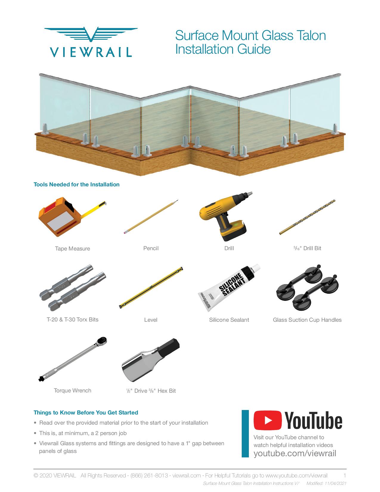 Surface Mount Glass Talon Installation