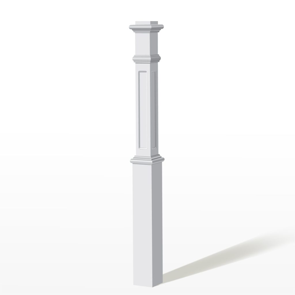 4625 White Paint Recessed Panel w/ Cove Box Newel