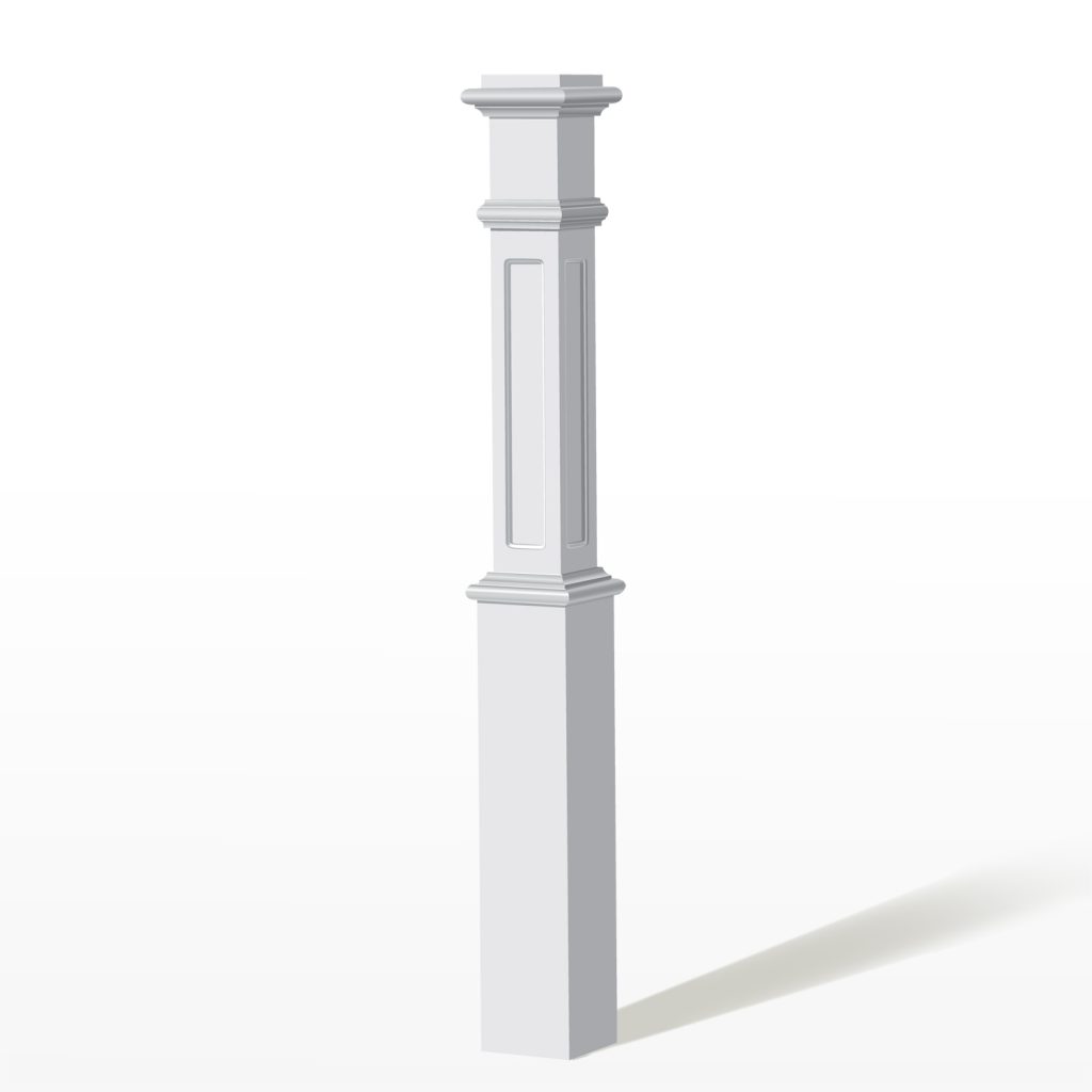 4993 White Paint Recessed Panel w/ Cove Box Newel